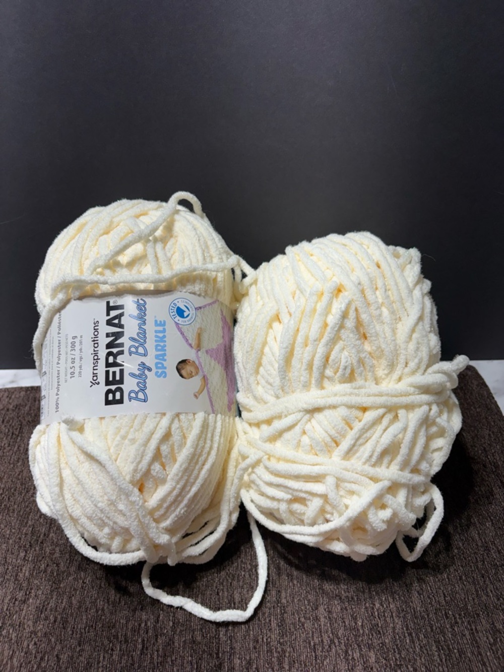 Baby Blanket Sparkle Chenille Yarn - Cream moonlight sparkle
